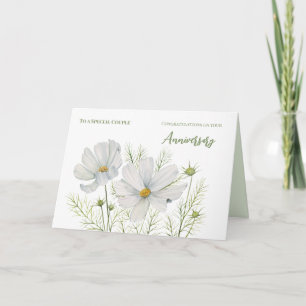 Tarjeta Para pareja en aniversario de bodas Cosmos blancos