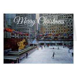 Tarjeta para patinadores Rockefeller de Feliz Chri