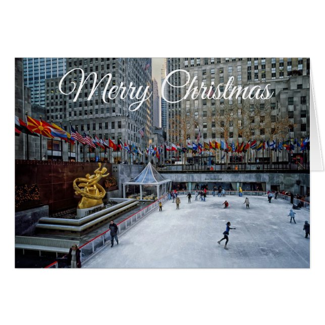 Tarjeta para patinadores Rockefeller de Feliz Chri (Anverso (Horizontal))