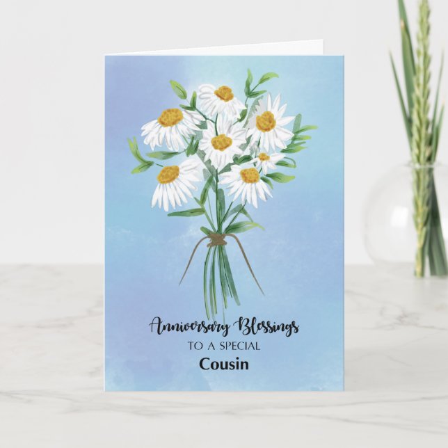 Tarjeta Para Primo Boda Aniversario Bendiciones Bouquet (Anverso)