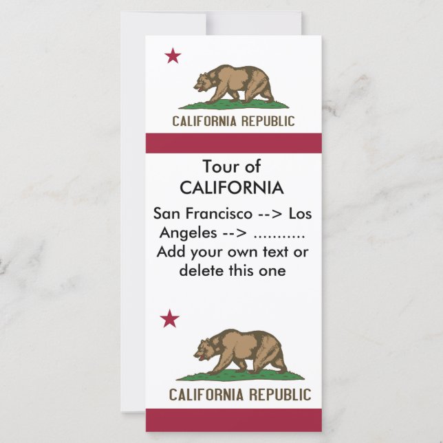 Tarjeta para rack con bandera de California, EE.UU (Anverso)