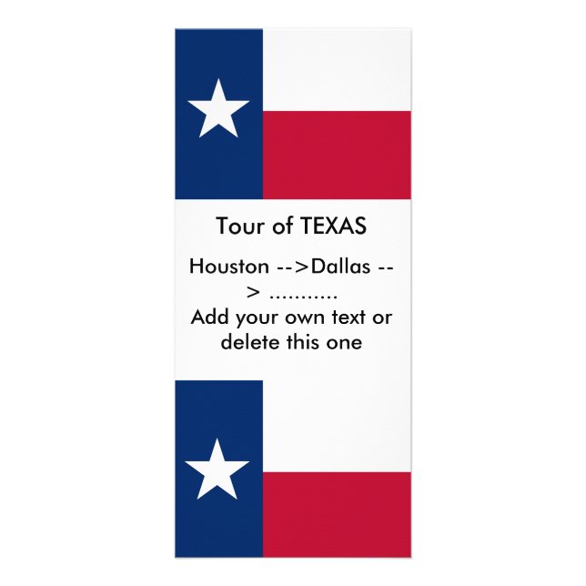 Tarjeta para rack con bandera de Texas, EE.UU. (Frente)