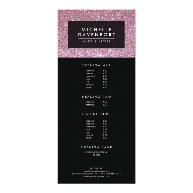 Tarjeta para rack de artista de maquillaje Purpuri (Frente)