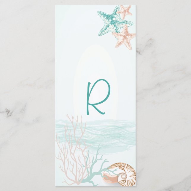Tarjeta para rack de bodas Ocean Breeze Beach (Anverso)