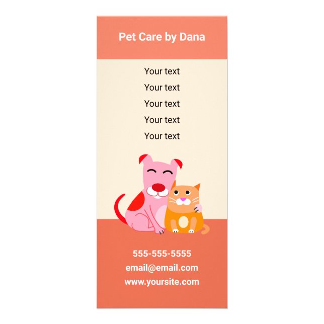 Tarjeta para rack de cuidado de mascotas (Frente)