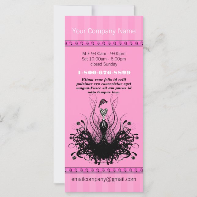 Tarjeta para rack de diva de moda rosa (Anverso)