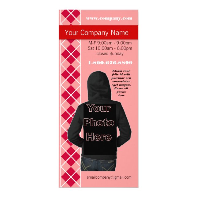 Tarjeta para rack de Diva de Moda Rosada Argyle (Frente)