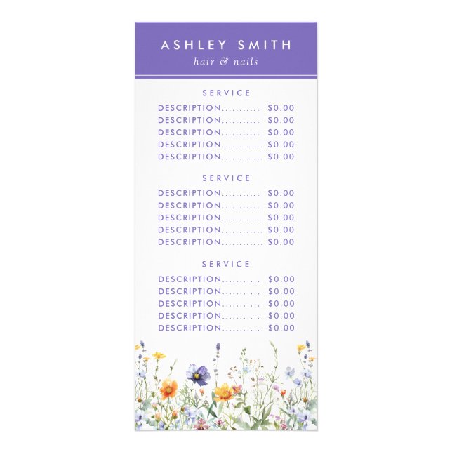 Tarjeta para rack de flores silvestres (Frente)