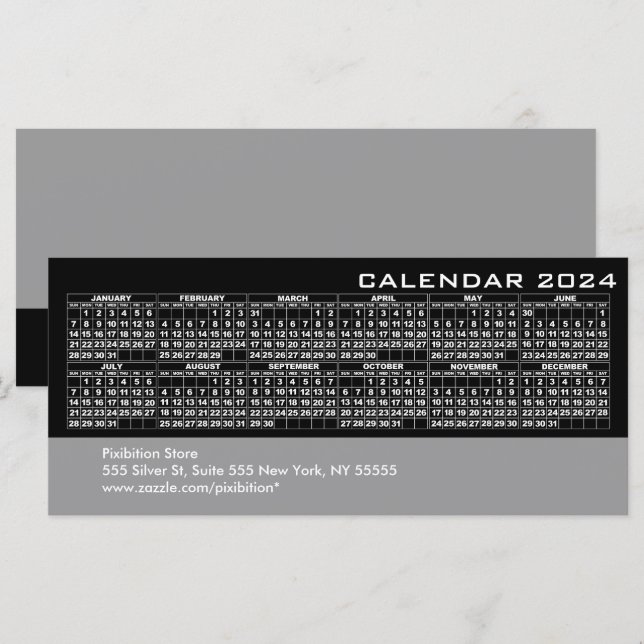 Tarjeta para rack de negocios de Calendar 2024 Bla (Anverso / Reverso)