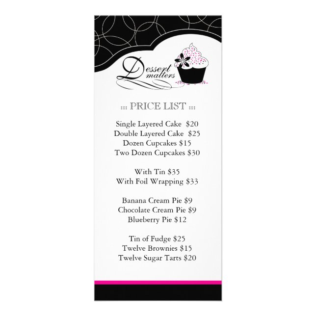 Tarjeta para rack de panadería en negrita (Frente)