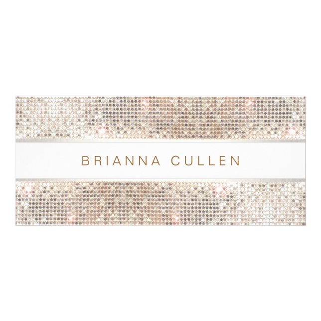 Tarjeta para rack de secuencia plateada del salón  (Frente)