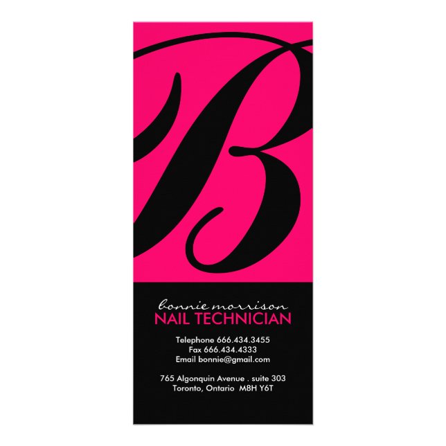 Tarjeta para rack del técnico de las uñas (Frente)