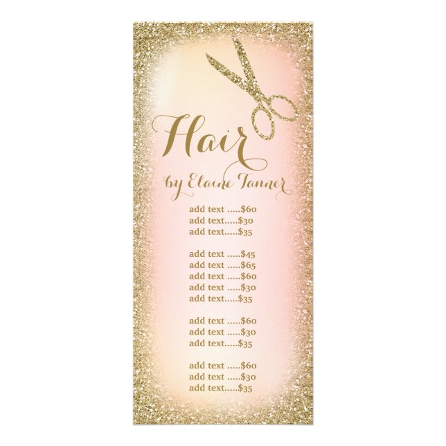 Tarjeta para rack Gold Purpurina Hair Salon (Frente)