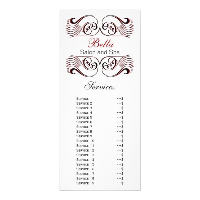 Tarjeta para rack moda roja, negra y blanca Servic (Frente)