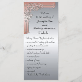 Tarjeta para rack Peach Pink and Silver Wedding Pr