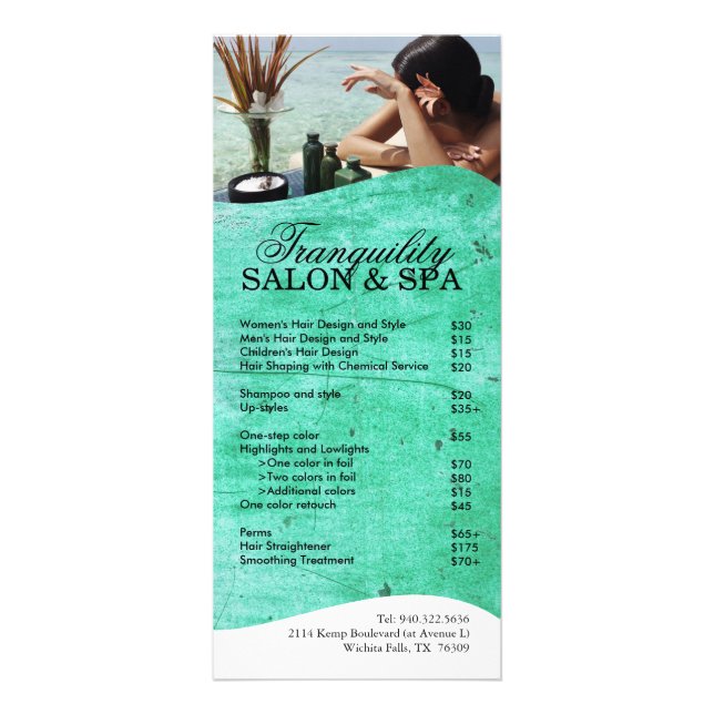 Tarjeta para rack Salon and Spa (Frente)