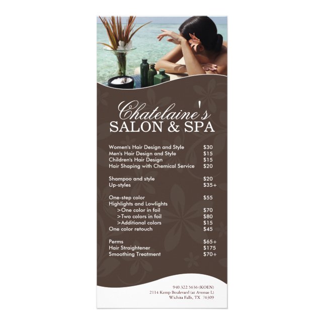Tarjeta para rack Salon and Spa (Frente)