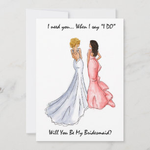 Tarjeta para ser Dama de Honor - Rubia-Morena