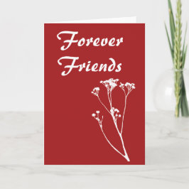 Tarjeta Para siempre amigos rojos con el árbol blanco