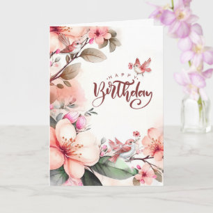 Tarjeta para su cumpleaños Botánico con magnolias de duraz