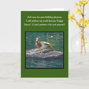 TARJETA PARA TU PLACER DE CUMPLEAÑOS / PATO HACIENDO BAILE