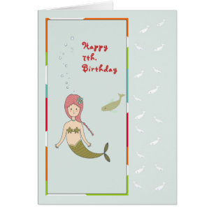 Tarjeta para un cumpleaños número 7, Sirena con Pe
