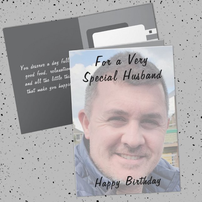 Tarjeta Para un esposo muy especial foto cumpleaños gris (Subido por el creador)