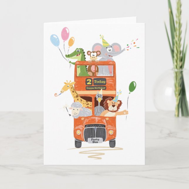 Tarjeta Para un niño o Chica, Fiesta de animales baratos,  (Anverso)