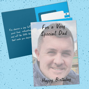Tarjeta Para un papá muy especial foto cumpleaños azul