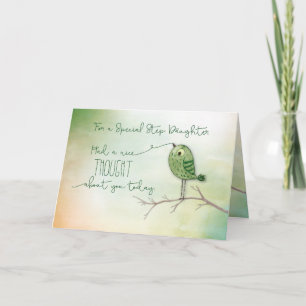Tarjeta Para un paso especial, pájaro hija en rama