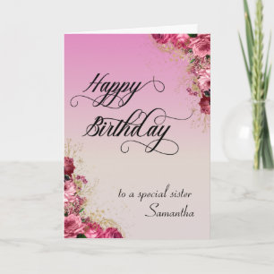 Tarjeta Para una Hermana Especial Feliz Cumpleaños Floral 