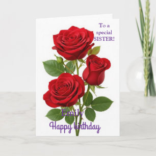 Tarjeta Para una hermana especial rosas amarillas rosadas 