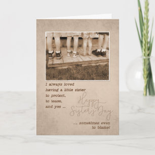 Tarjeta Para una hermanita en su humor vintage de cumpleañ