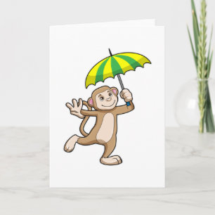 Tarjeta Paraguas de Monkey Rain