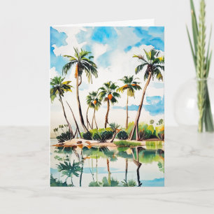 Tarjeta Paraíso de la Isla del Caribe Árboles de Palma al 