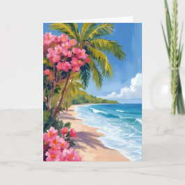 Tarjeta Paraíso de Playa Tropical | Pintura del Océano