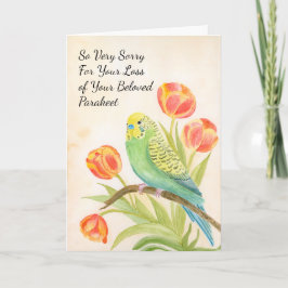 Tarjeta Parakeet Sympathy with Tulips Pet Loss