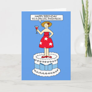 Tarjeta Paramédico Cumpleaños Feliz Dibujo Animado Señora