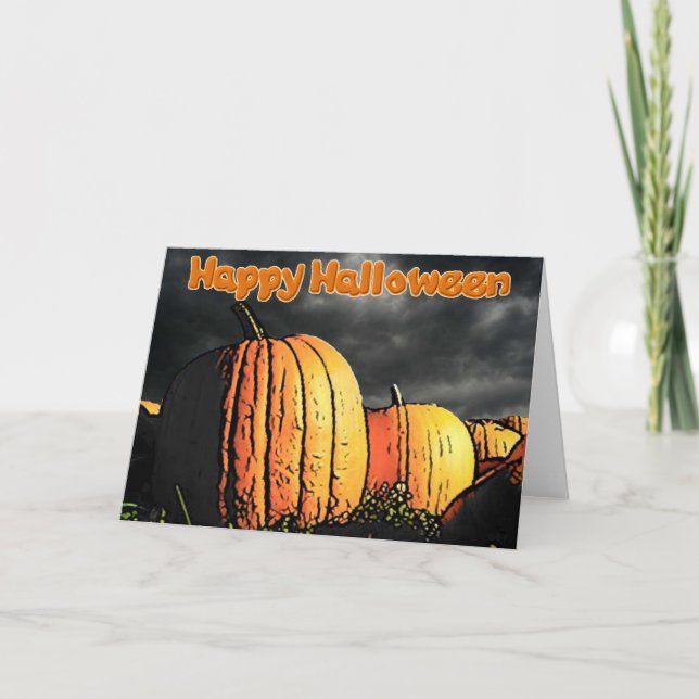 Tarjeta Parche de calabaza de Halloween (Anverso)