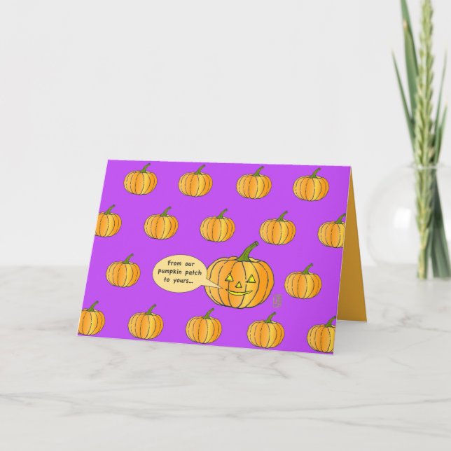 Tarjeta Parche de calabaza sinusal para Fuschia Halloween (Anverso)
