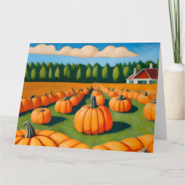 Tarjeta parche de calabazas con casa