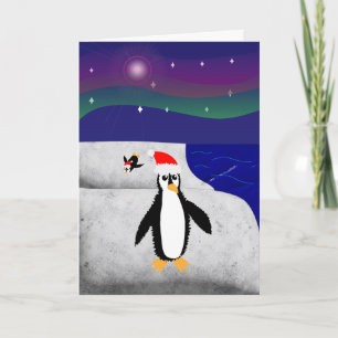Tarjeta Pareciéndome a la Navidad como un pingüino