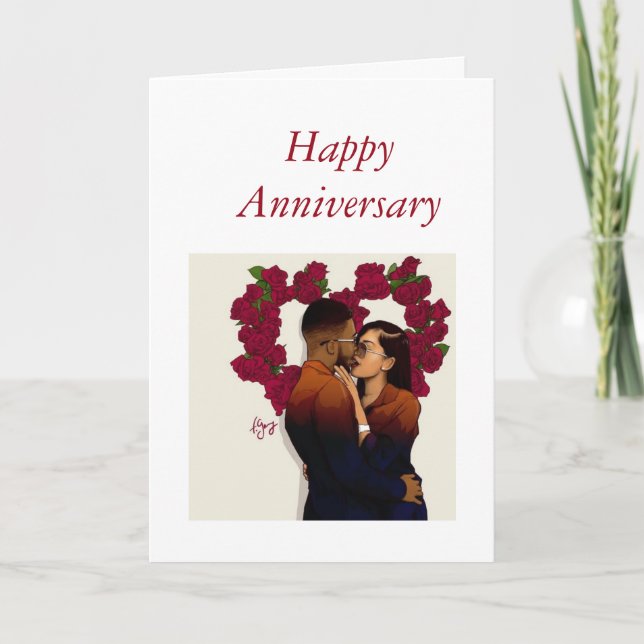 Tarjeta Pareja afroamericana - Aniversario (Anverso)