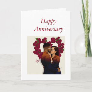 Tarjeta Pareja afroamericana - Aniversario