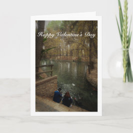 Tarjeta Pareja alimentando patos en el parque San Vicente