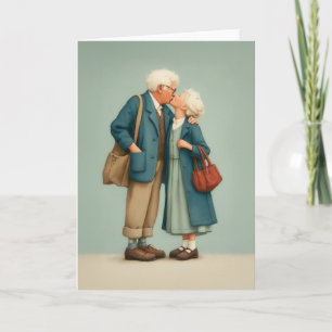 Tarjeta Pareja anciana compartiendo un tierno beso