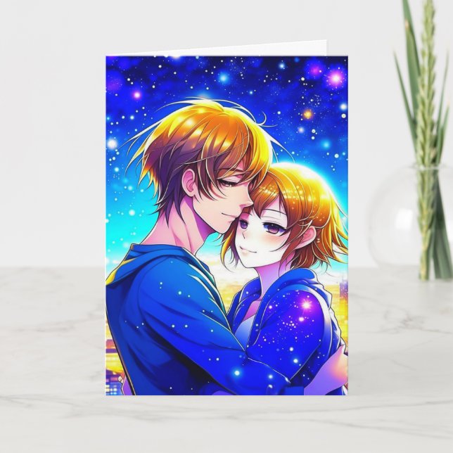 Tarjeta Pareja animada de un romántico El día de San Valen (Anverso)