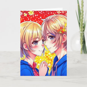 Tarjeta Pareja Anime LGBT Día de San Valentín