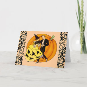 Tarjeta Pareja bailarina de Halloween