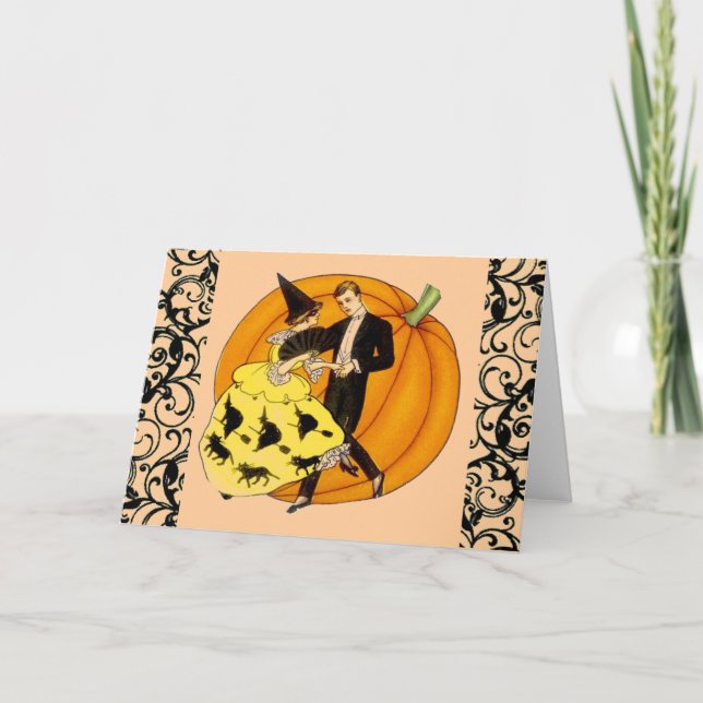 Tarjeta Pareja bailarina de Halloween (Anverso)